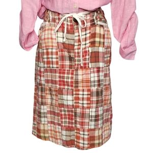 Vintage Madras Plaid Desert Caravan Patchwork Preppy Cotton Drawstring Skirt 6